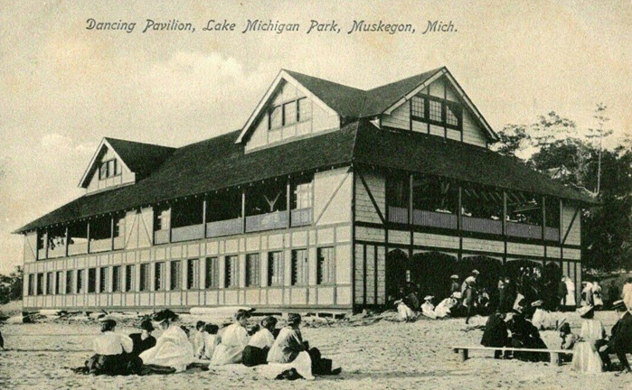 Lake Michigan Park Dance Hall - Old Post Card (newer photo)